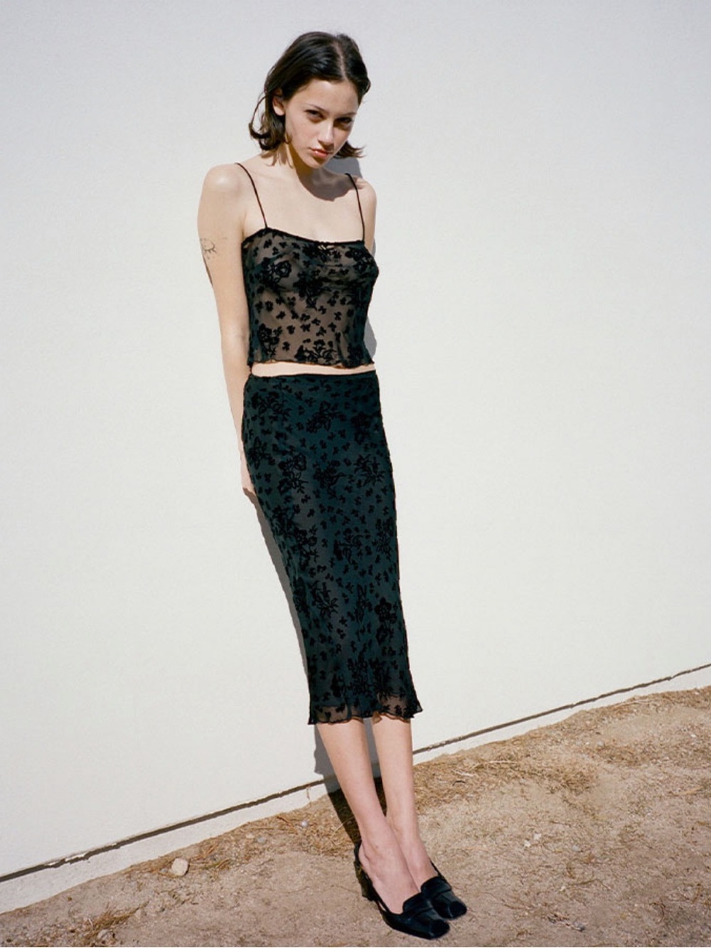 NWT Realisation Par Bea Silk Velvet Bias Midi Skirt Black - Picture 6 of 13